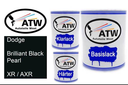 Dodge, Brilliant Black Pearl, XR / AXR: 1L Lackdose + 1L Klarlack + 500ml Härter - Set, von ATW Autoteile West.